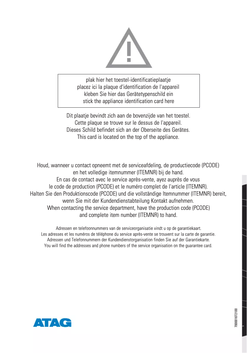 Page 1 de la notice Manuel utilisateur Atag HI9071MUU