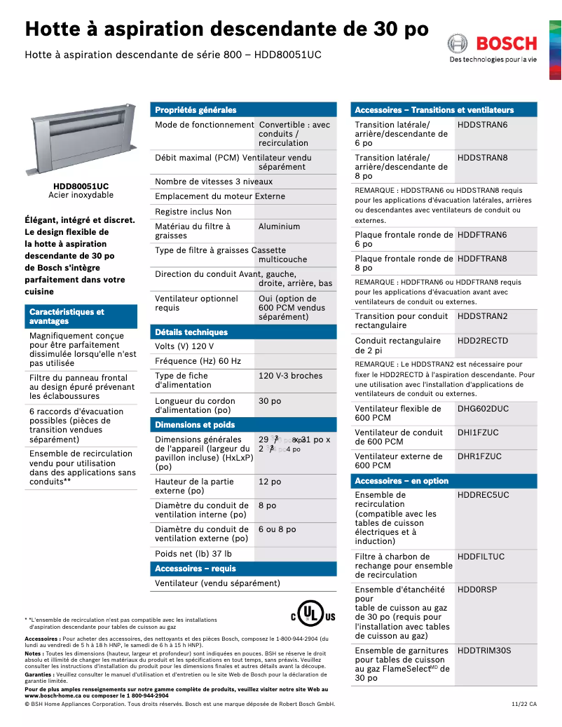 Página 1 del manual Ficha técnica Bosch HDD80051UC