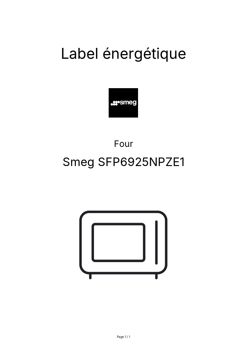 Page n°1 - Label énergétique Smeg SFP6925NPZE1