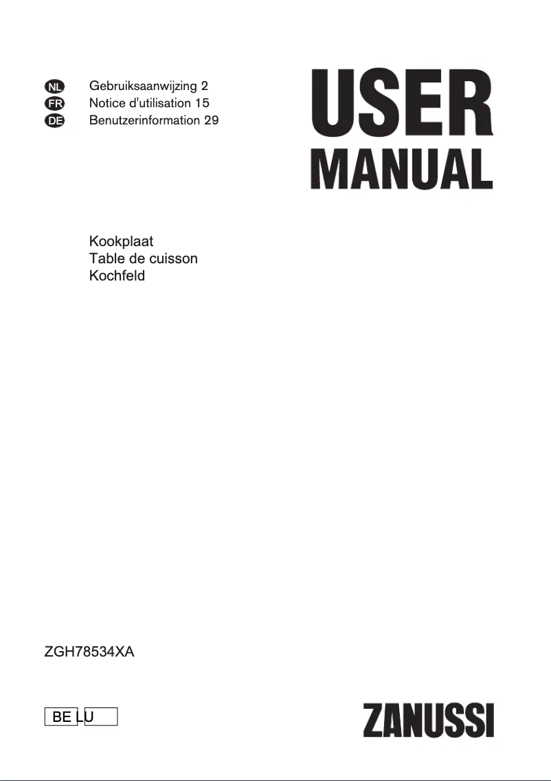 Page n°1 - Manuel utilisateur Zanussi ZGH78534XA