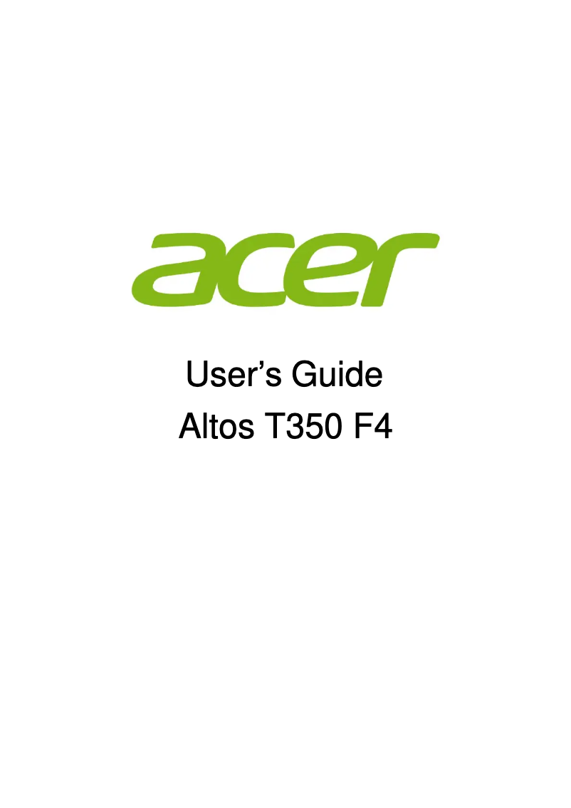 Page 1 de la notice Manuel utilisateur Acer Altos T350 F4