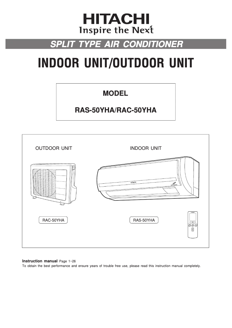 Página 1 del manual Manual de instrucciones Hitachi RAS-50YHA