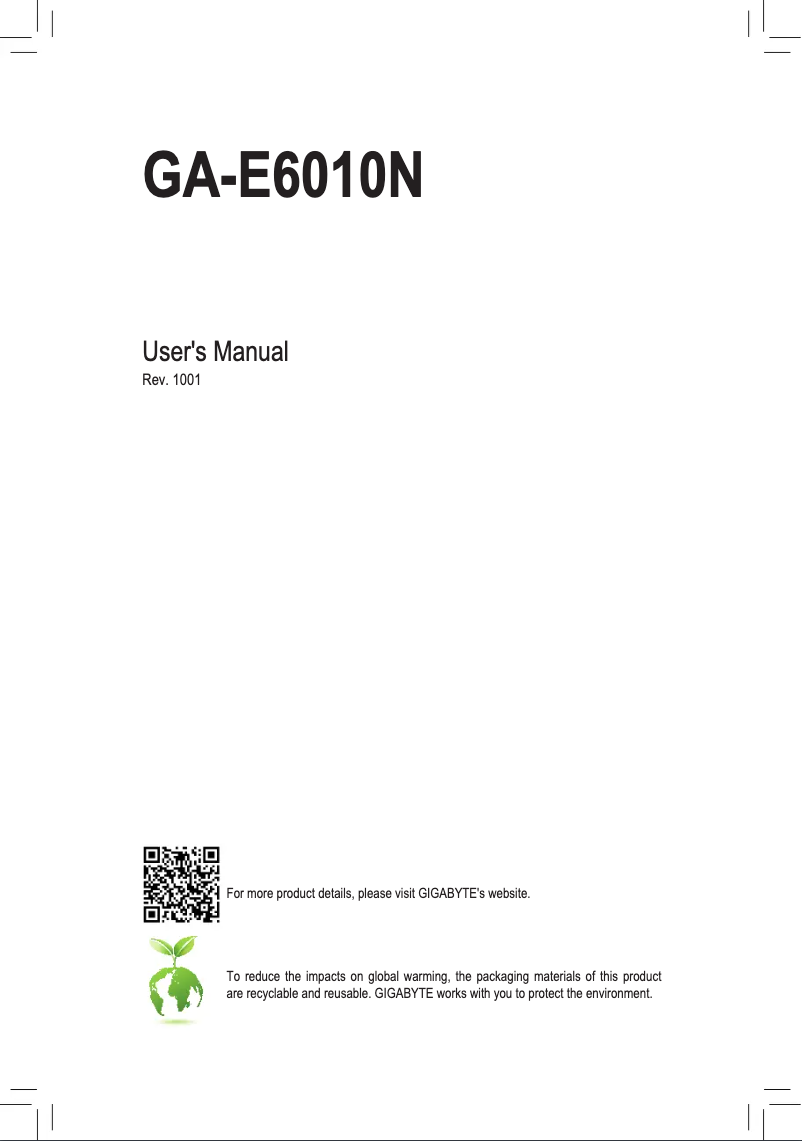 Image de la première page du manuel de l'appareil GA-E6010N