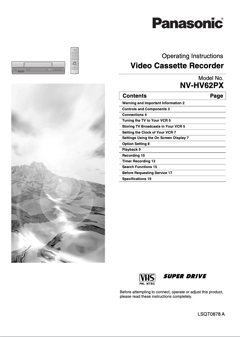 Image de la première page du manuel de l'appareil NV-HV62PX