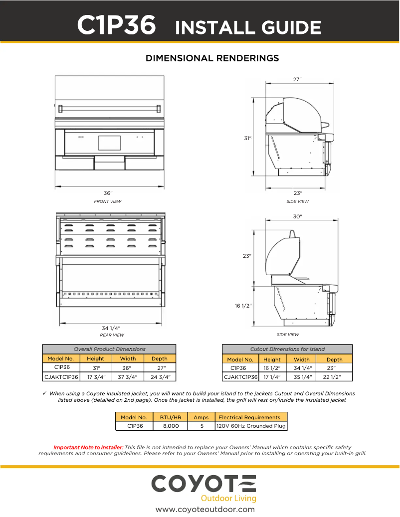 Page 1 de la notice Guide d'installation Coyote C1P36