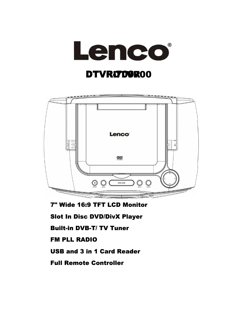 Image de la première page du manuel de l'appareil DTVR-700