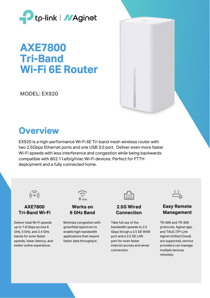 Página 1 del manual Ficha técnica TP-Link Archer AXE95