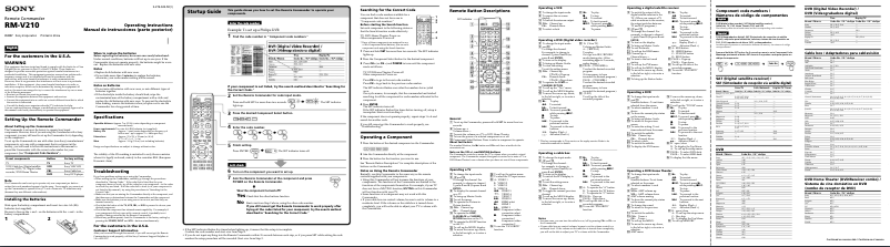 Página 1 del manual Manual de usuario Sony RM-V210