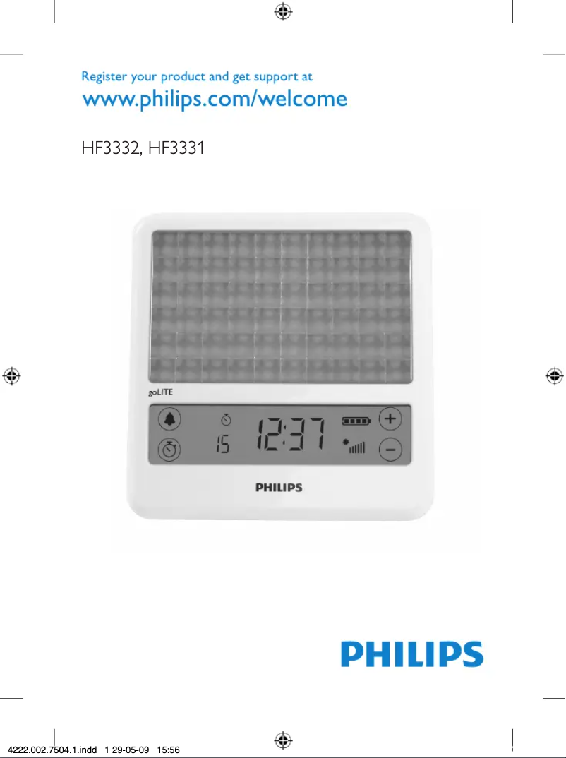 Page 1 de la notice Manuel utilisateur Philips goLITE BLU HF3332