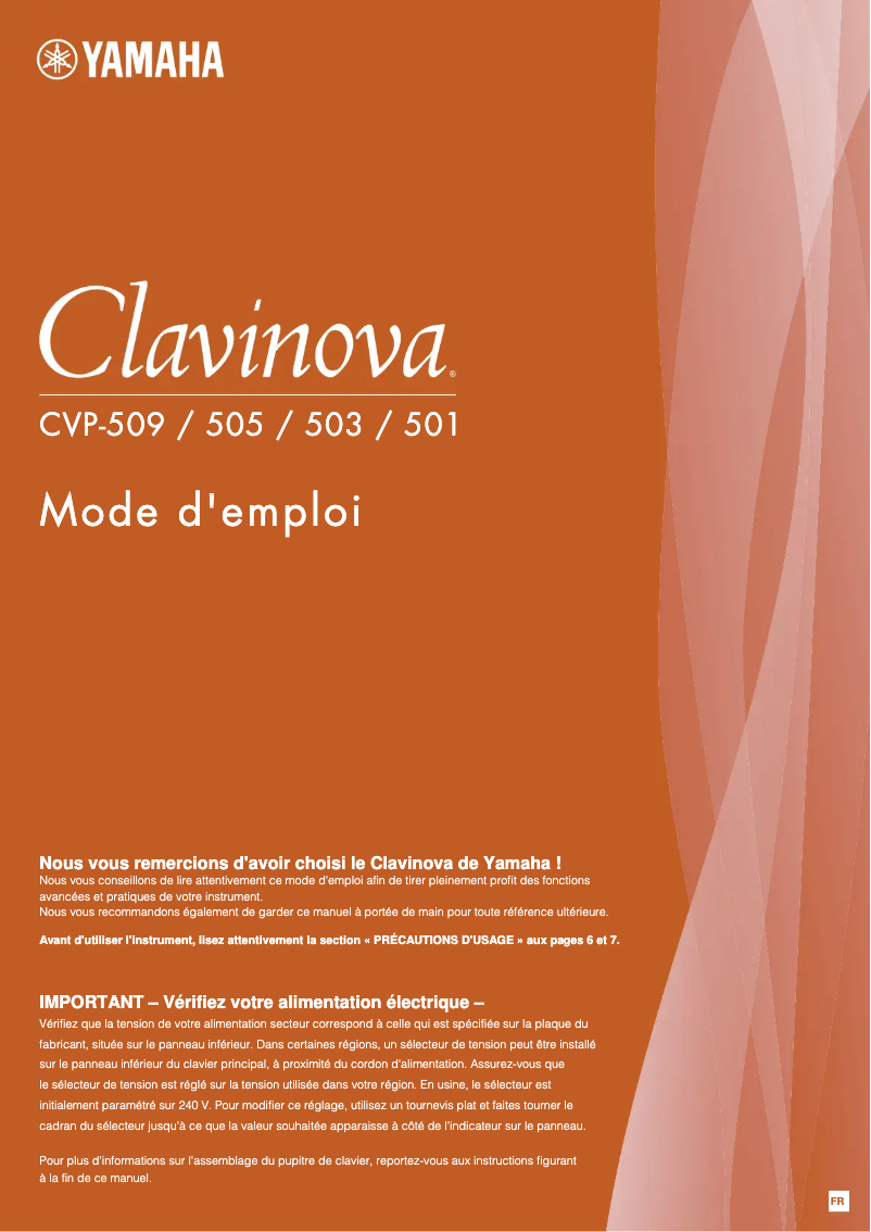 Page n°1 - Manuel utilisateur Yamaha Clavinova CVP-503