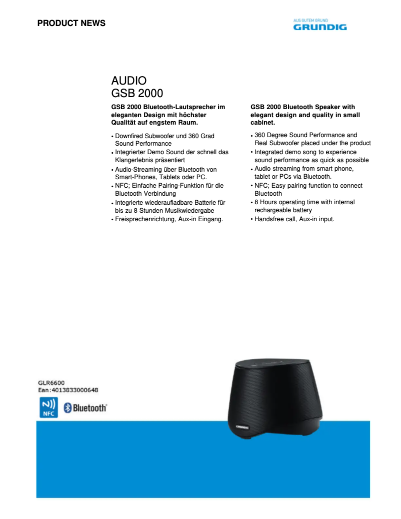 Página 1 del manual Manual de usuario Grundig GSB 2000