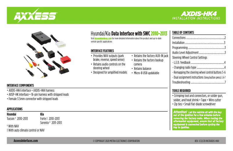 Image de la première page du manuel de l'appareil AXDIS-HK4