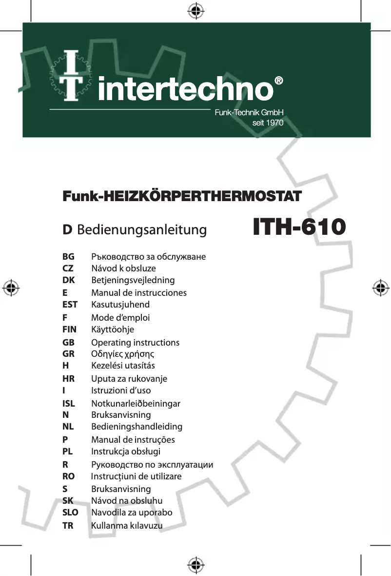 Page n°1 - Manuel utilisateur Intertechno ITH-610