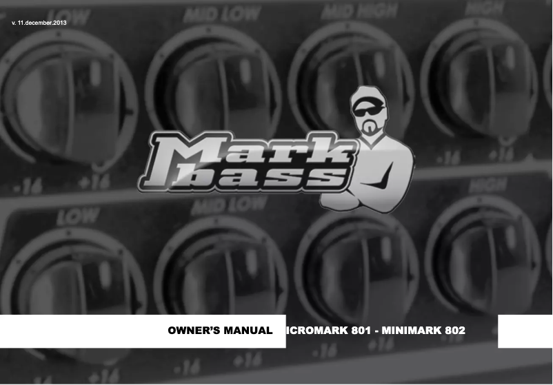 Page n°1 - Manuel utilisateur Markbass Micromark 801