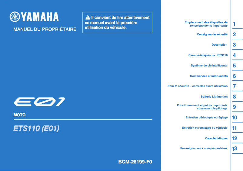 Page n°1 - Manuel utilisateur Yamaha E01 (2022)