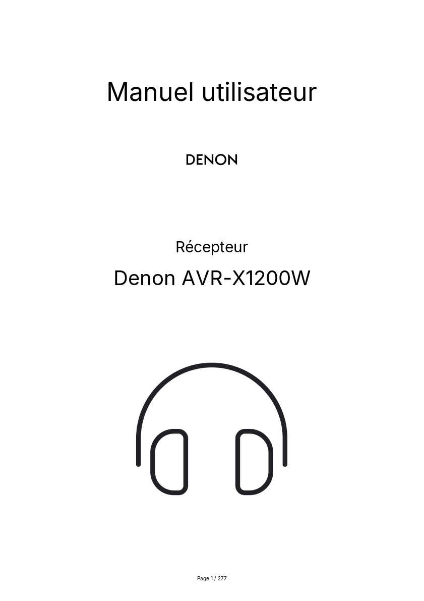 Image de la première page du manuel de l'appareil AVR-X1200W