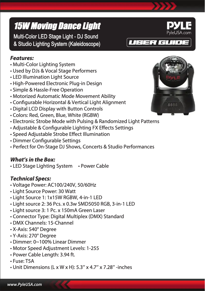 Page 1 of the manual User Manual Pyle PDJLT88.5