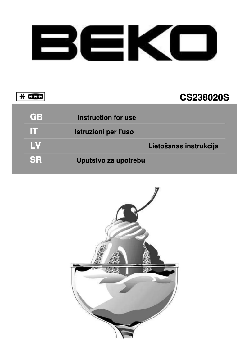 Page n°1 - Manuel utilisateur Beko CS238020S