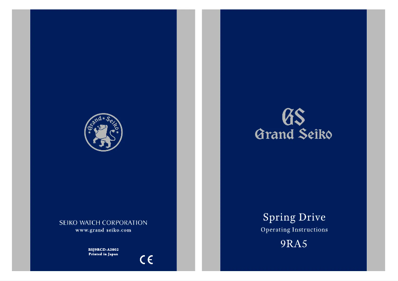 Page n°1 - Manuel utilisateur Seiko 9RA5