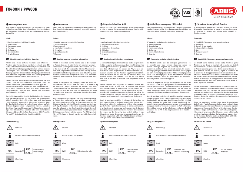 Page 1 de la notice Guide d'installation Abus FO400N