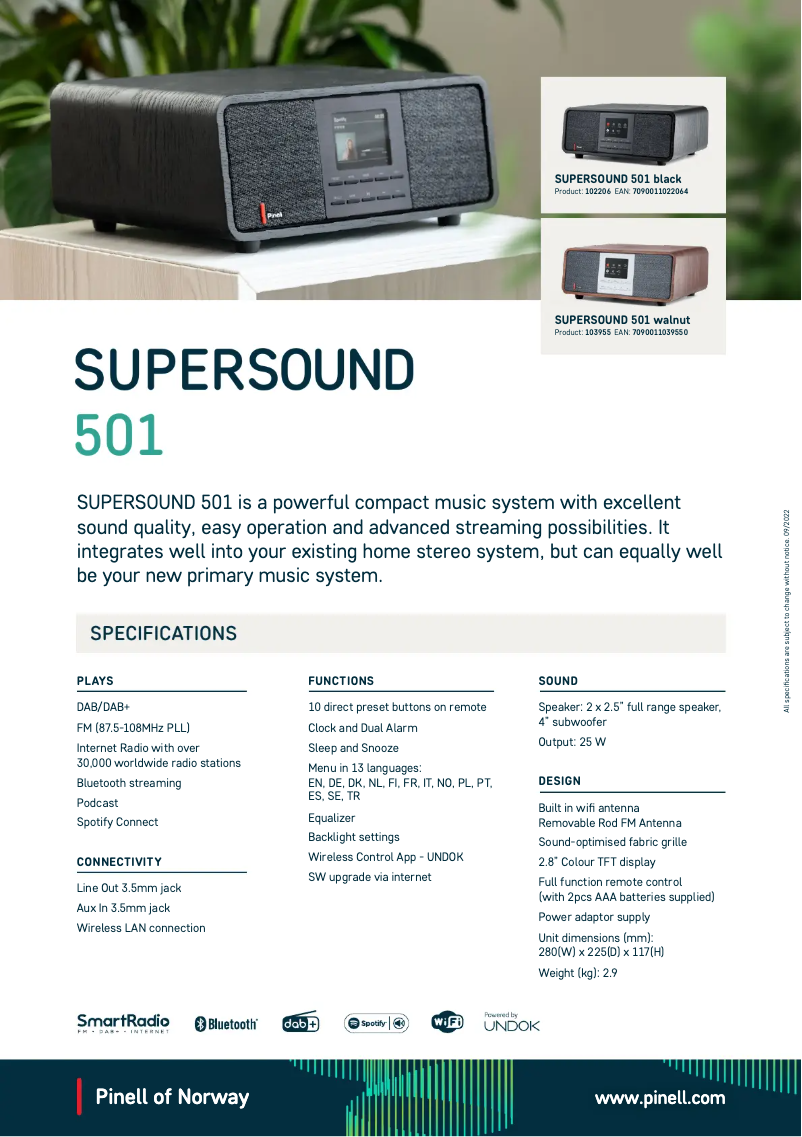 Página 1 del manual Ficha técnica Pinell Supersound 501