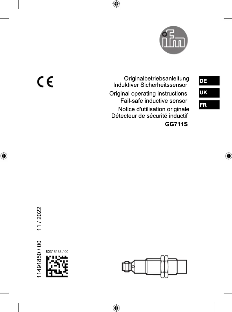 Page 1 de la notice Manuel utilisateur IFM GG711S