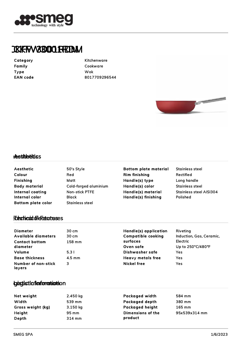 Page 1 de la notice Brochure Smeg CKFW3001RDM