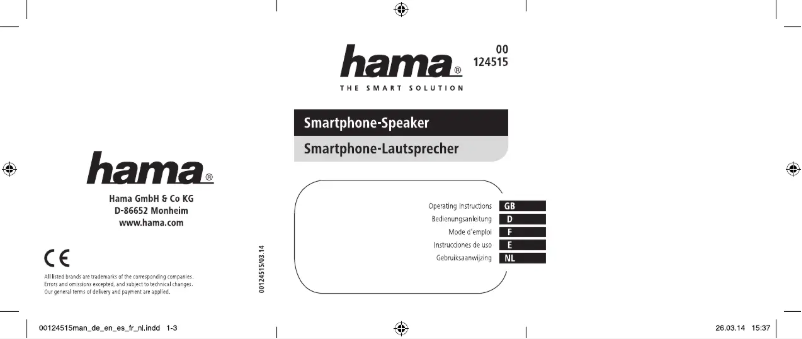 Imagen de la primera página del manual del dispositivo Smartphone Speaker 00124515