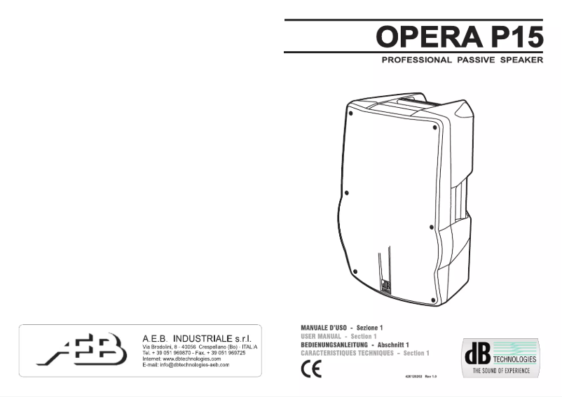 Image de la première page du manuel de l'appareil OPERA P15