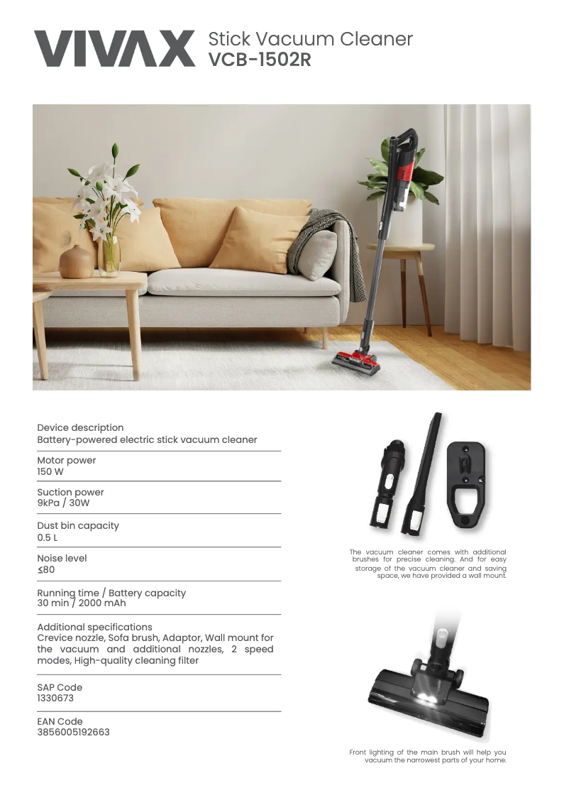 Page n°1 - Manuel utilisateur Vivax VCB-1502R