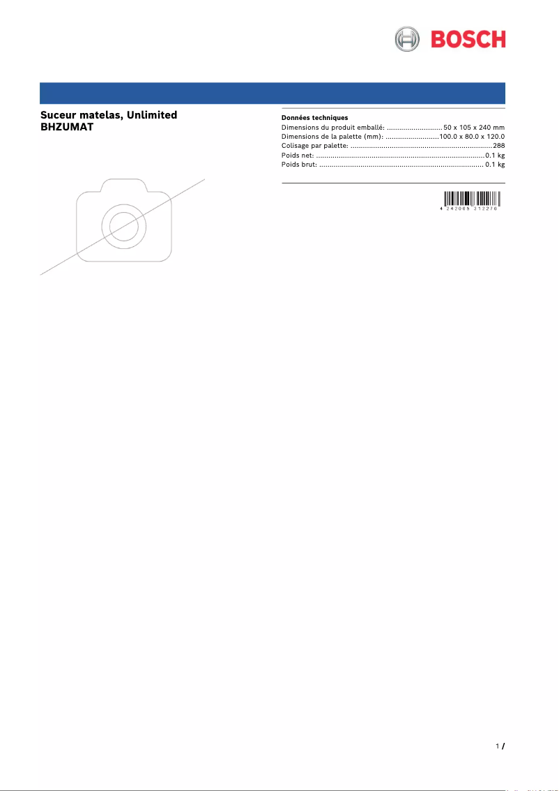 Page n°1 - Manuel utilisateur Bosch BHZUMAT