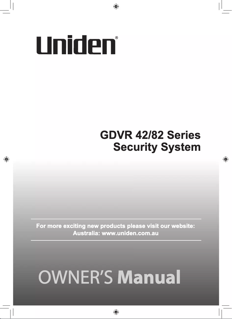 Page n°1 - Manuel utilisateur Uniden GDVR4220