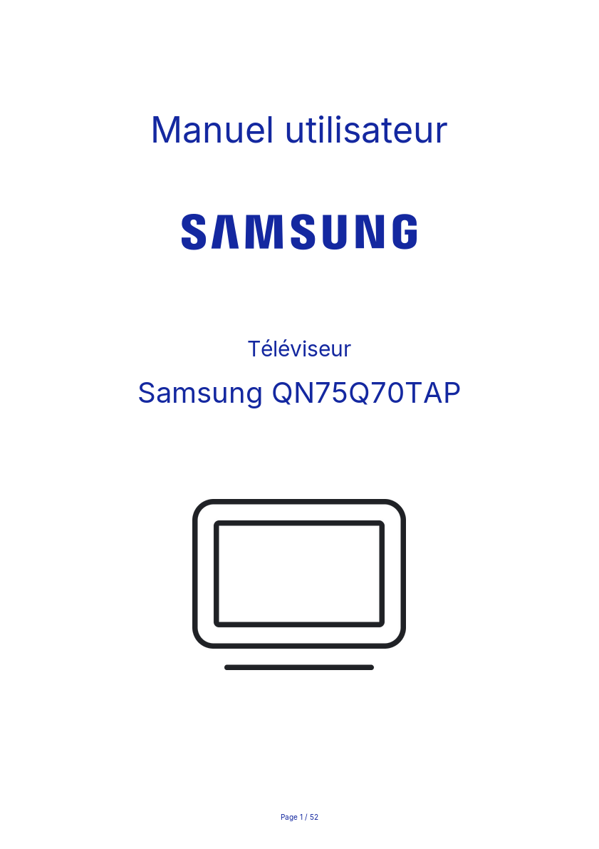 Page n°1 - Manuel utilisateur Samsung QN75Q70TAP