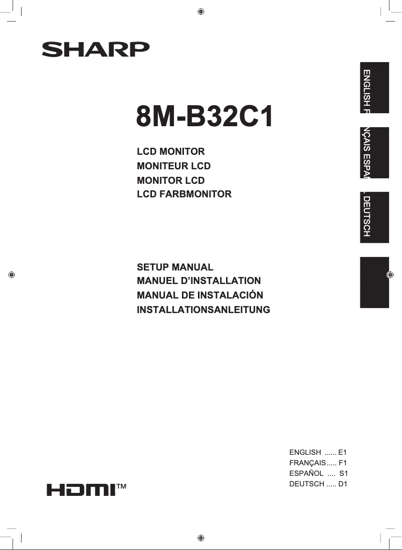 Page n°1 - Guide d'installation Sharp 8M-B32C1