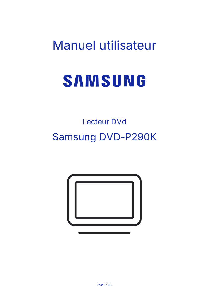 Page n°1 - Manuel utilisateur Samsung DVD-P290K