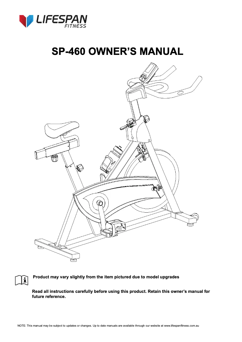Page n°1 - Manuel utilisateur LifeSpan SP-460 M2