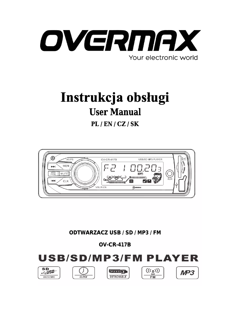 Page 1 de la notice Manuel utilisateur Overmax OV-CR-417B