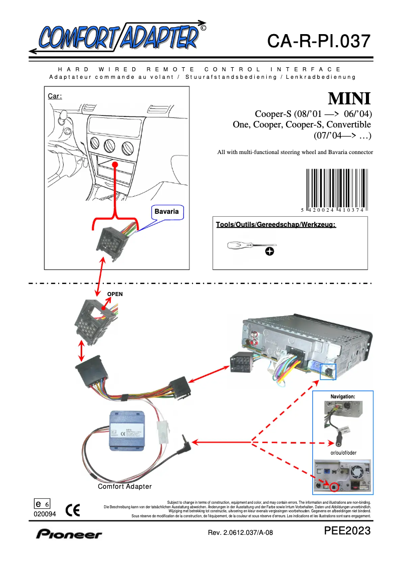 Page n°1 - Manuel utilisateur Pioneer CA-R-PI.037
