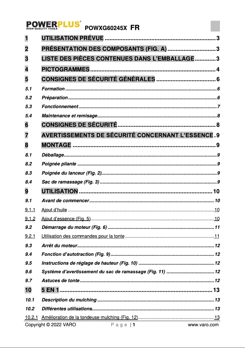 Imagen de la primera página del manual del dispositivo POWXG60245X