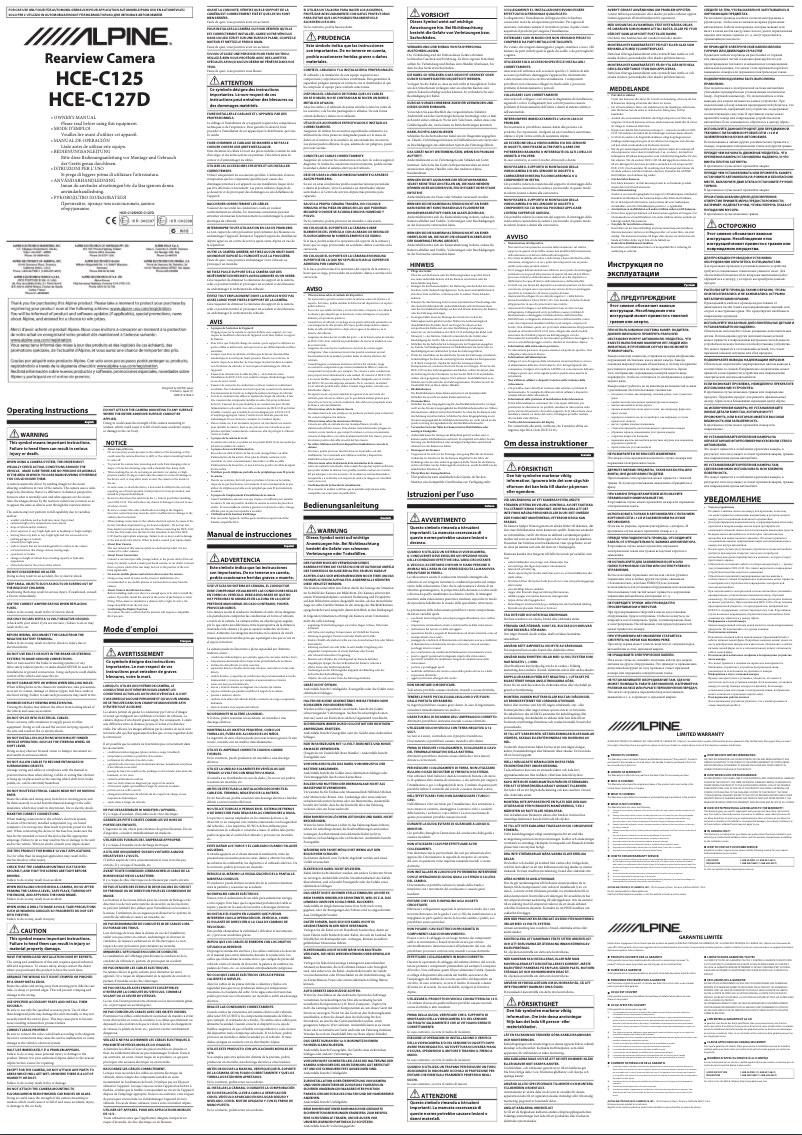 Page n°1 - Manuel utilisateur Alpine HCE-C125
