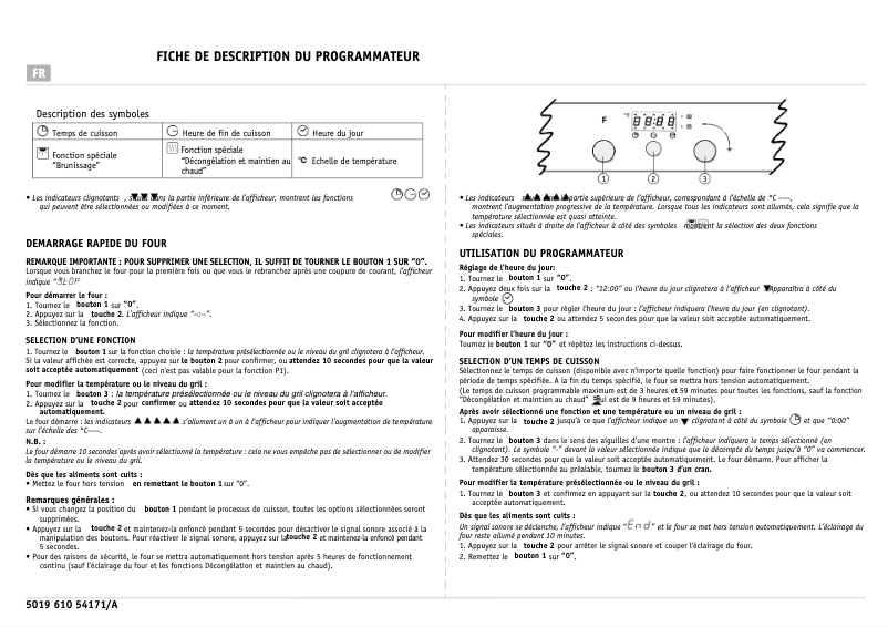 Page 1 de la notice Manuel utilisateur Whirlpool AKZ 144 IX