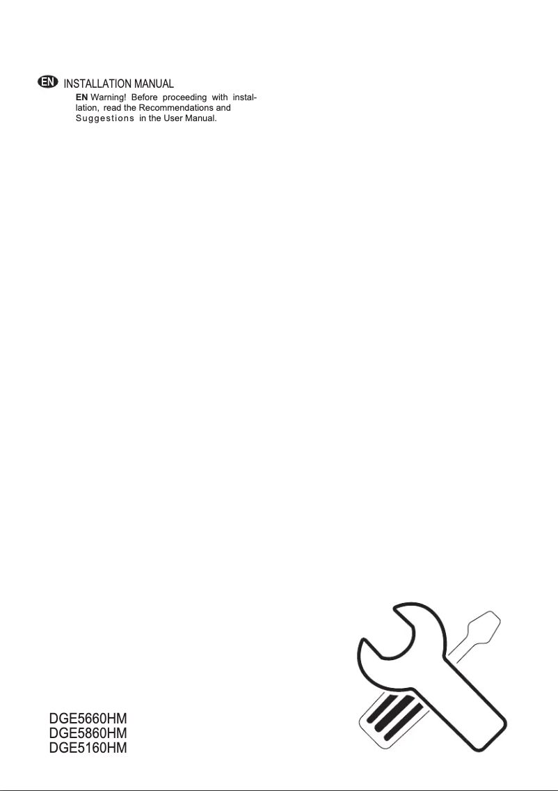 Page n°1 - Guide d'installation AEG DGE5660HM