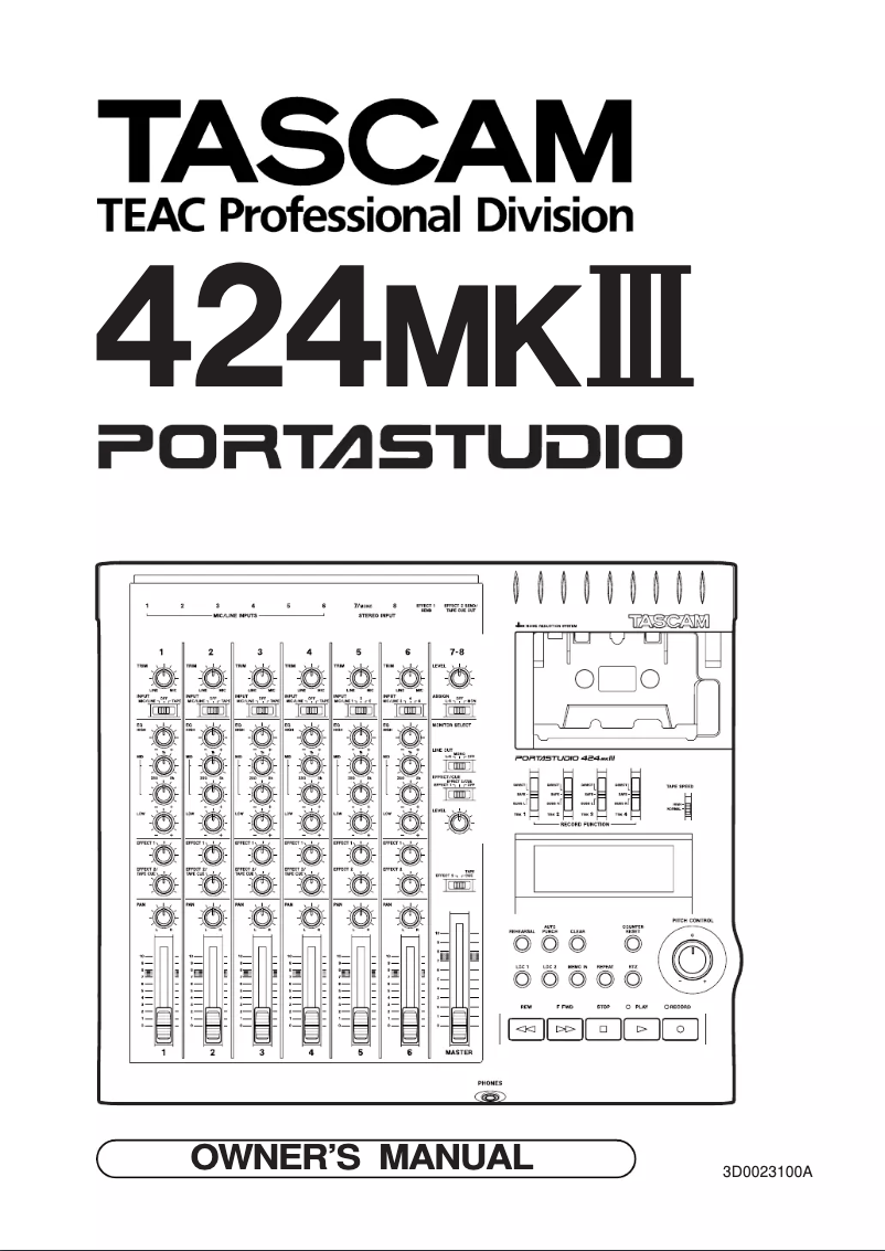 Page n°1 - Manuel utilisateur Tascam 424MKIII
