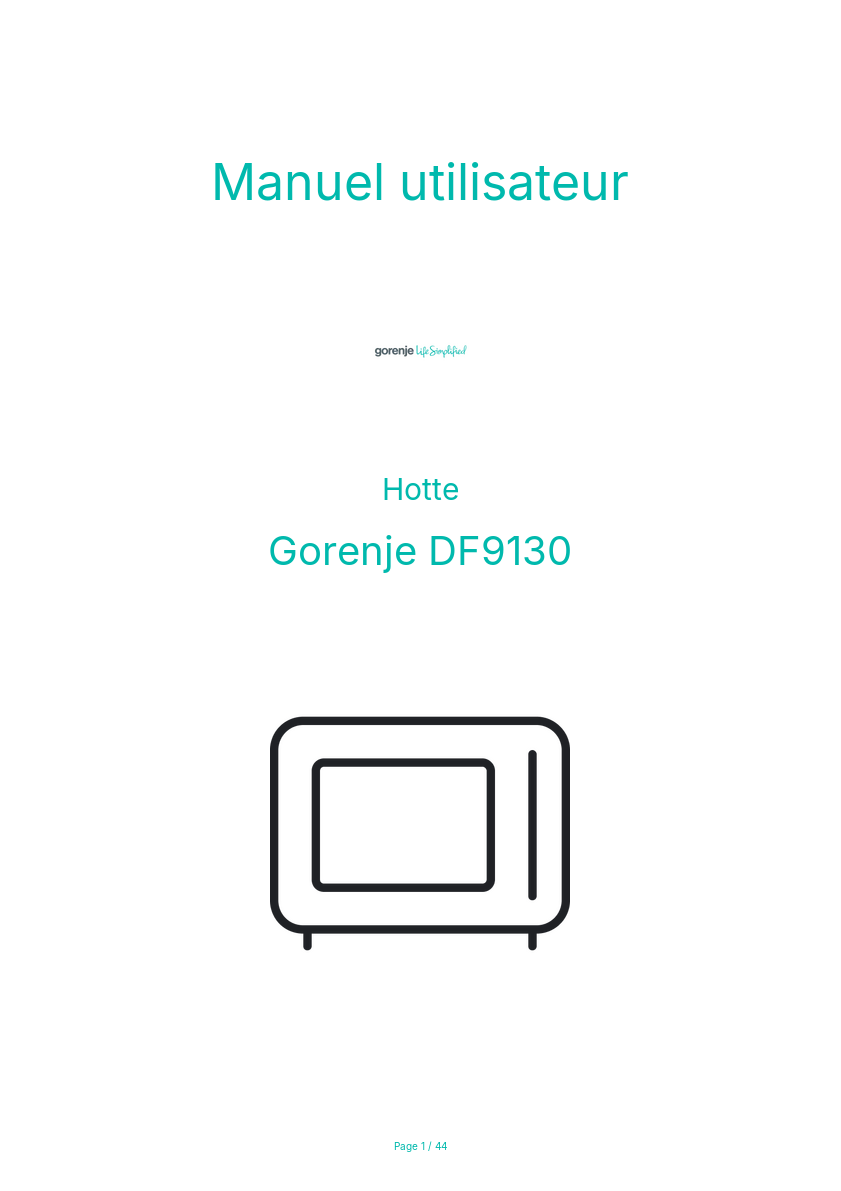 Page n°1 - Manuel utilisateur Gorenje DF9130