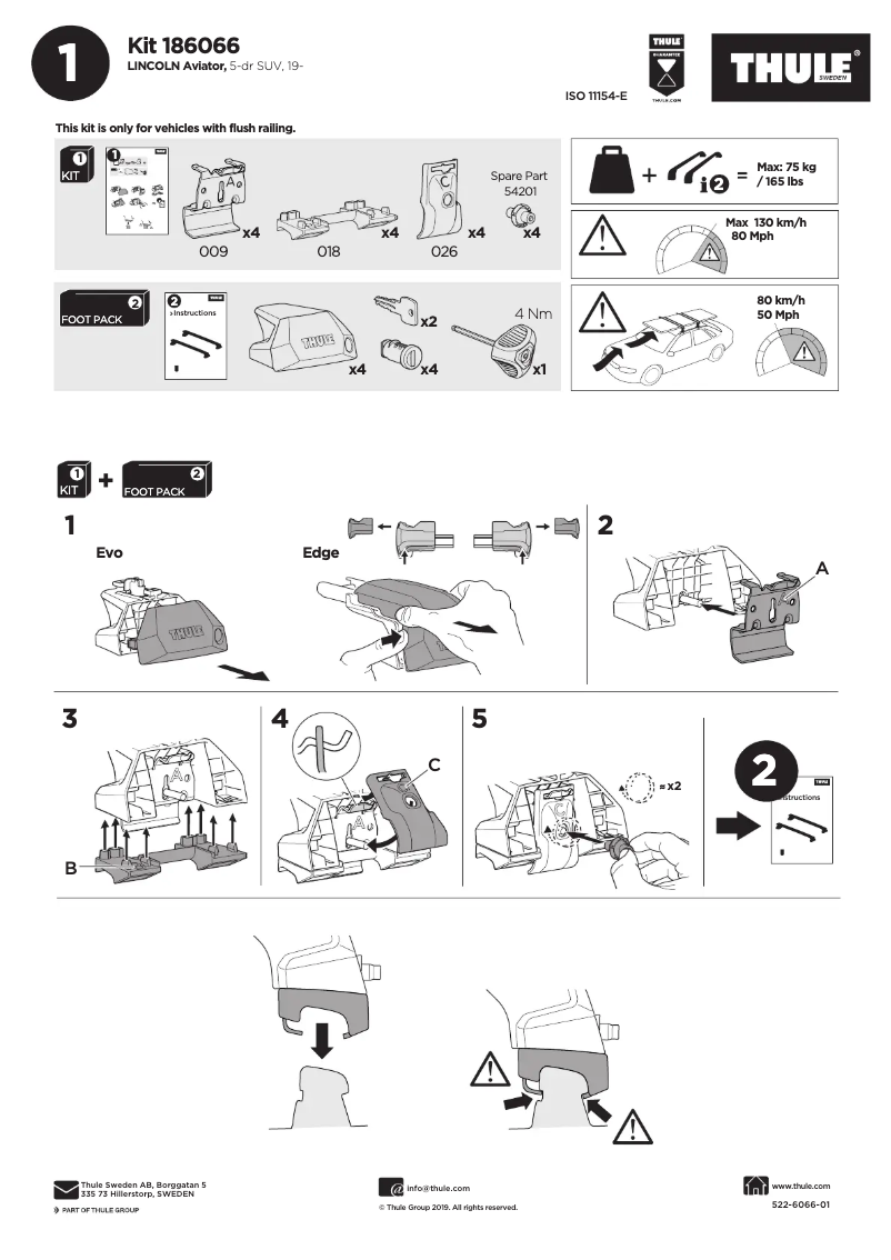 Page n°1 - Manuel utilisateur Thule Kit 186066