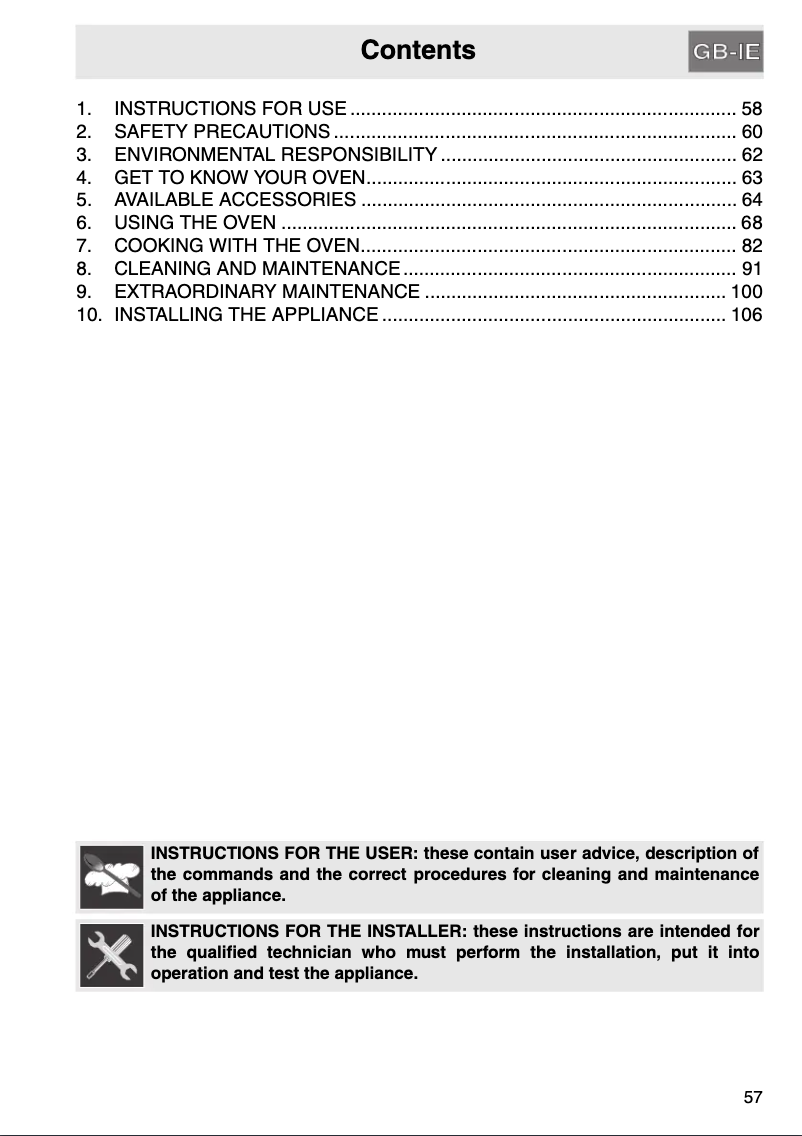 Page 1 de la notice Manuel utilisateur Smeg SCT485X-8