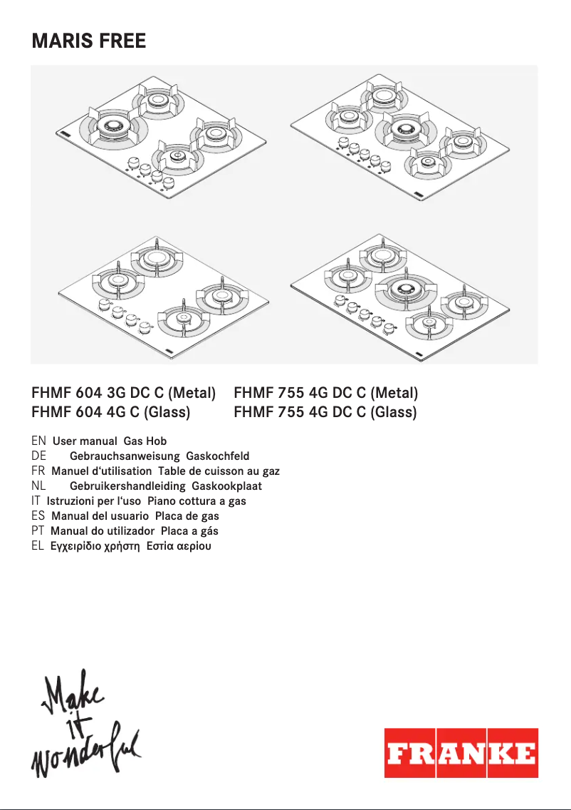 Page n°1 - Manuel utilisateur Franke FHMF 604 4G C OY