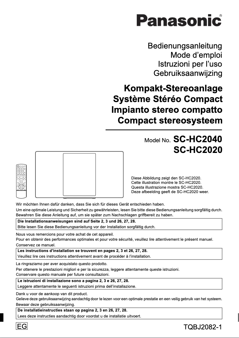 Image de la première page du manuel de l'appareil SC-HC2020