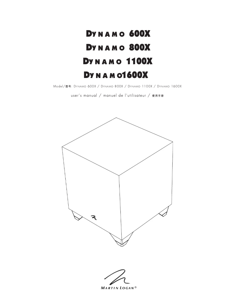 Page n°1 - Manuel utilisateur Martin Logan Dynamo 1100X