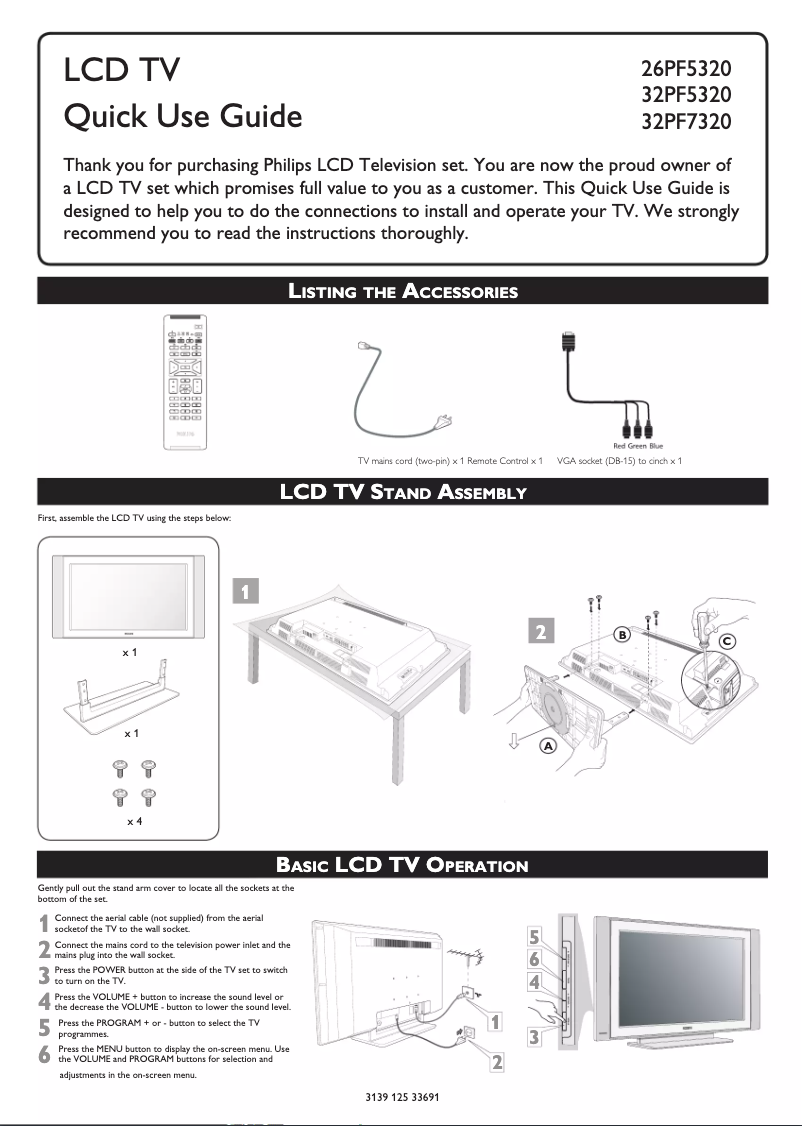 Image de la première page du manuel de l'appareil 32PF7320